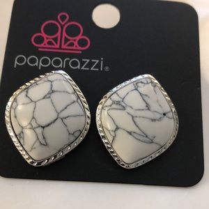White Crackle Earrings